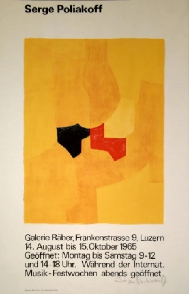 Lithografie Poliakoff - Komposition in Gelb / Composition jaune / Composition in yellow
