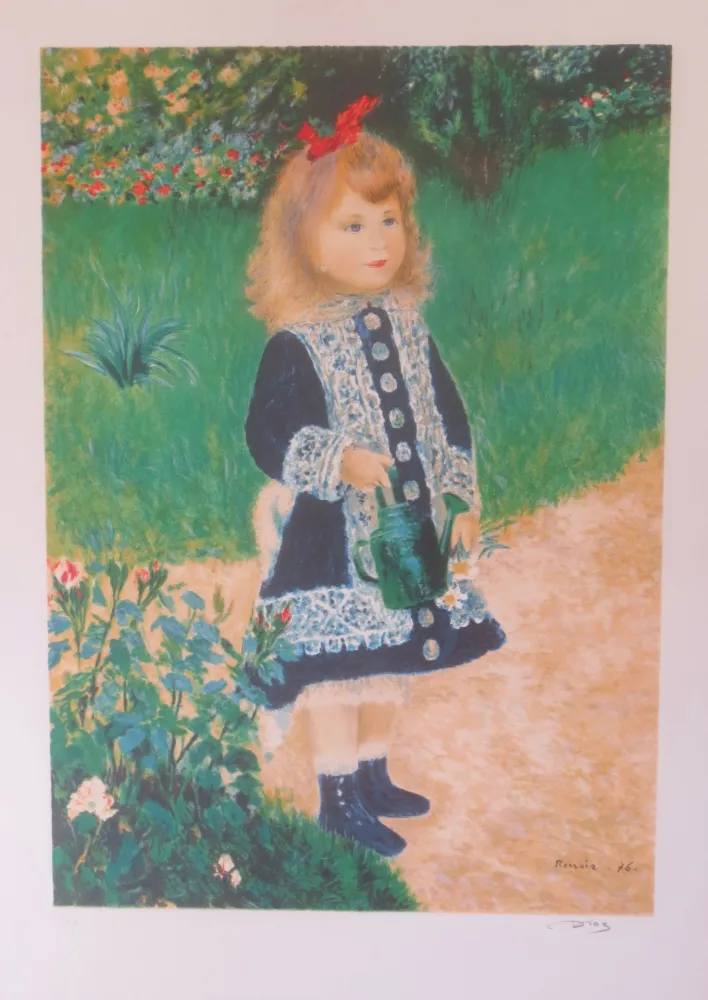 Lithografie Renoir - Petite fille au jardin