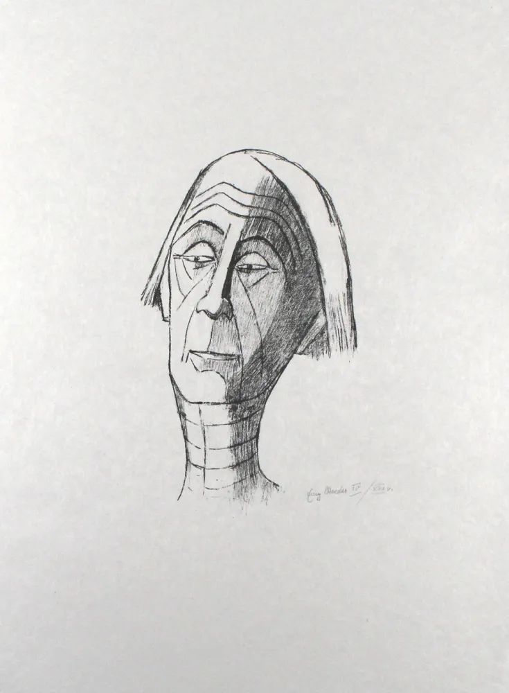 Lithografie Roeder - Selbstbildnis