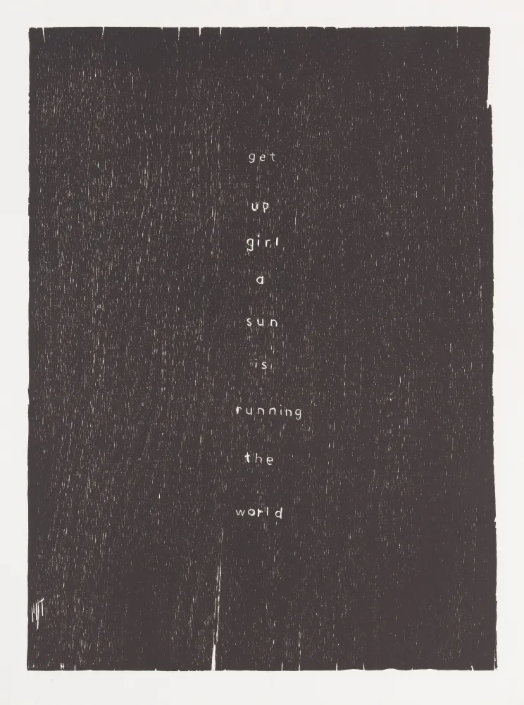 Houtsnede Rondinone - Get up girl a sun is running the world