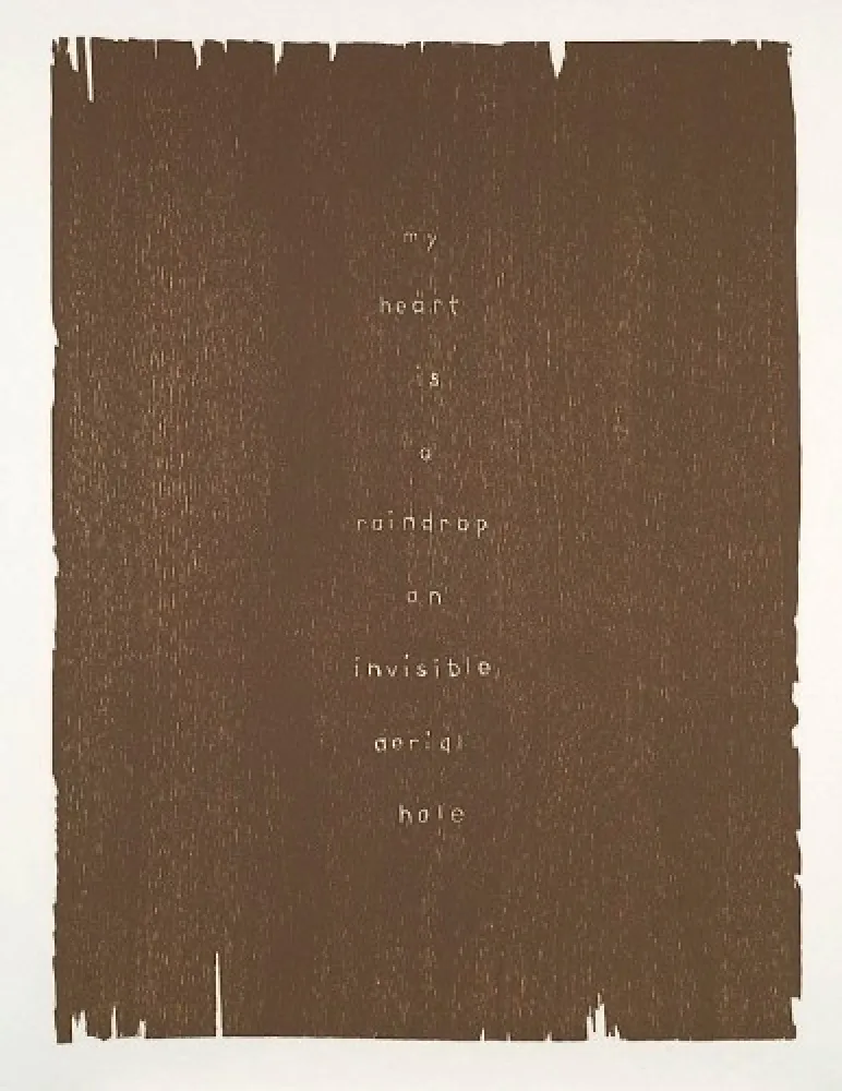 Houtsnede Rondinone - My heart is a raindrop an invisible aerial hole