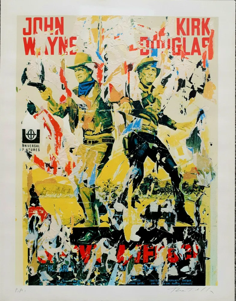 Zeefdruk Rotella - John Wayne - Kirk Douglas