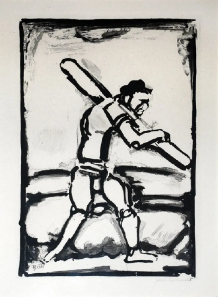 Ets En Aquatint Rouault - Le Vieil Homme Chemine (Old Man Walking)