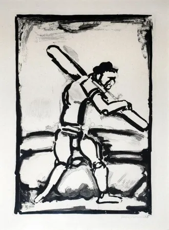 Ets En Aquatint Rouault - Le Vieil Homme Chemine (Old Man Walking)