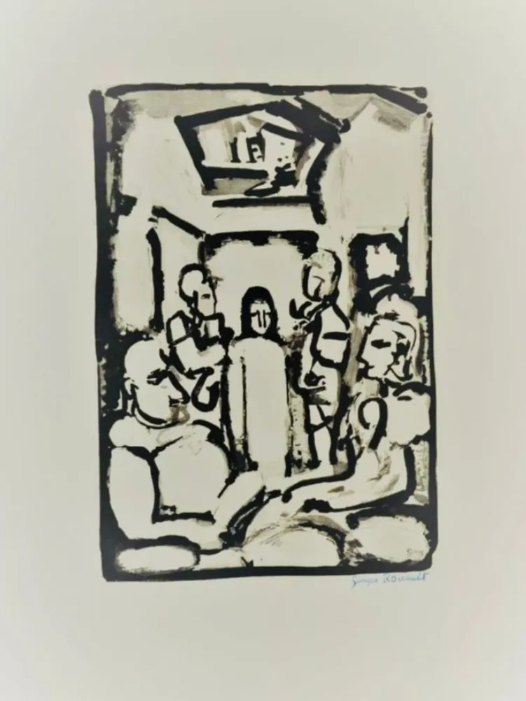 Ets En Aquatint Rouault - Passion W.345 Christ Et Les Exegetes