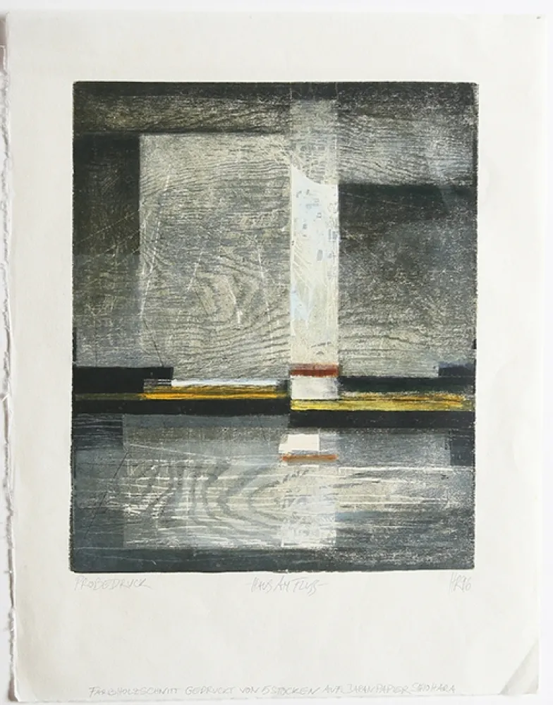 Houtsnede Rüngeler - Haus am Fluss / House on the River