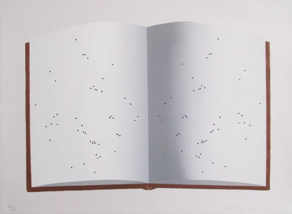Lithografie Ruscha - Open Book With Wormholes