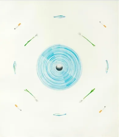 Lithografie Ruscha - The fan and its surroundings