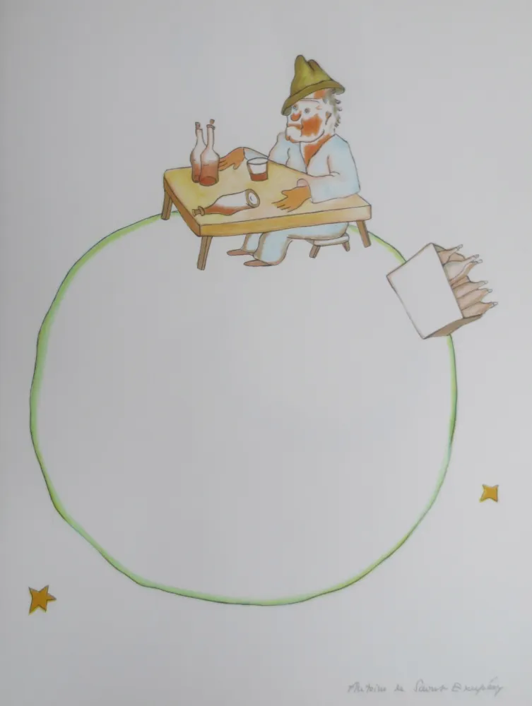 Lithografie Saint-Exupéry -  le buveur