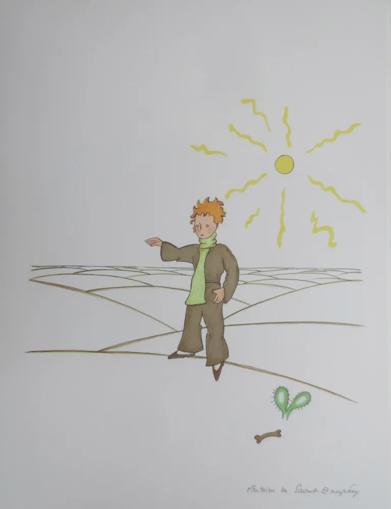 Lithografie Saint-Exupéry - Le petit prince dans le désert