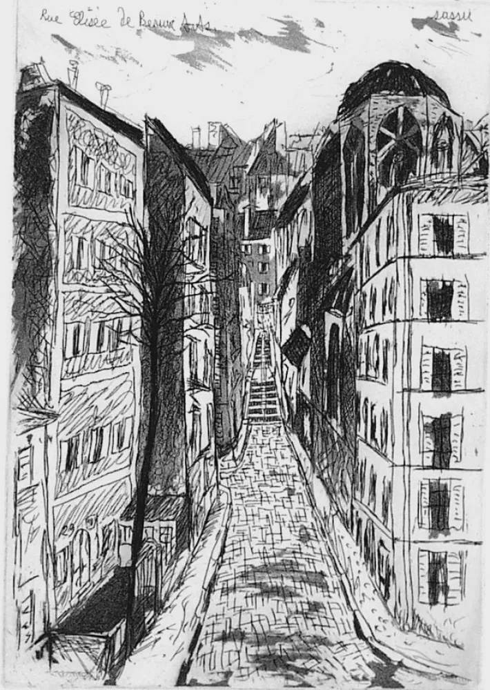 Ets En Aquatint Sassu - Rue elisèe de Beaux-Arts