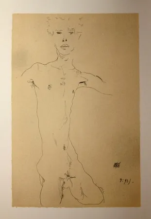 Lithografie Schiele - AUTOPORTRAIT / SELF-PORTRAIT - Lithographie / Lithograph - 1912