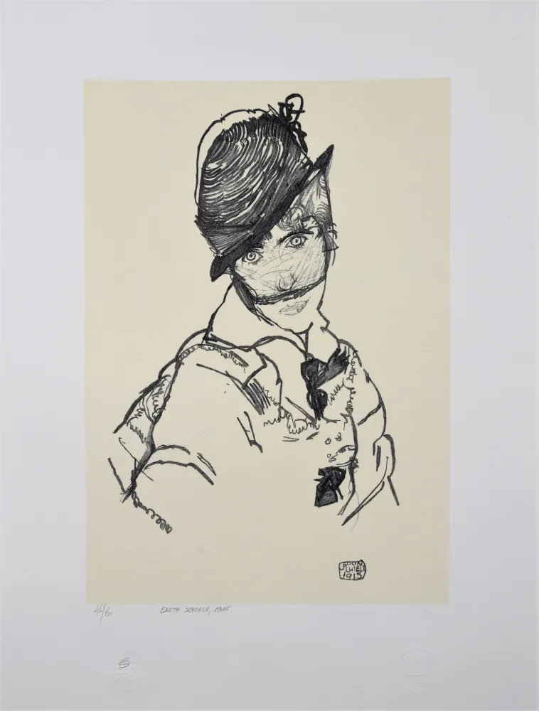 Lithografie Schiele - EDITH SCHIELE, 1915