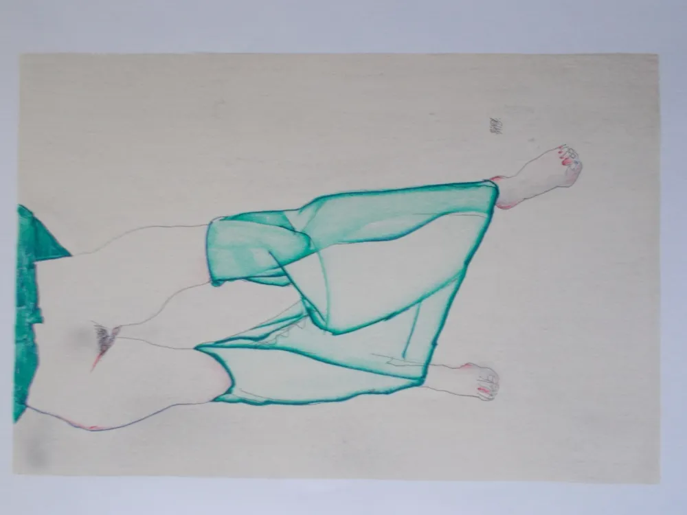 Lithografie Schiele - La fille au bas vert