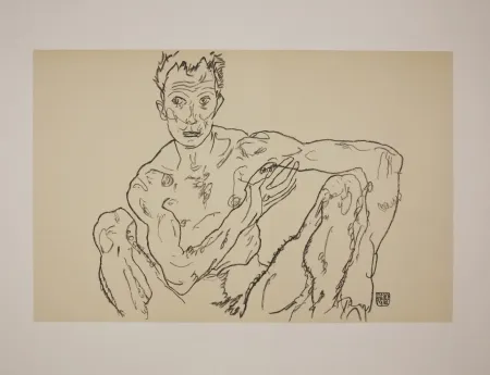 Lithografie Schiele - LE DERNIER AUTOPORTRAIT / THE LAST SELF-PORTRAIT - 1918