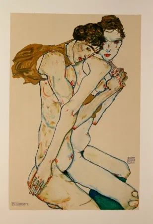 Lithografie Schiele - LES 2 AMIES / FRIENDSHIP - Lithographie / Lithograph - 1913