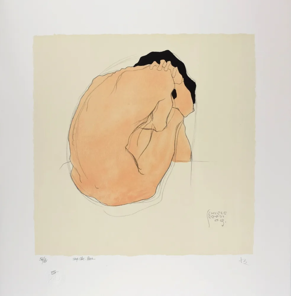 Lithografie Schiele - L'Homme aux cheveux noirs, 1909 | Black-Haired Man, 1909