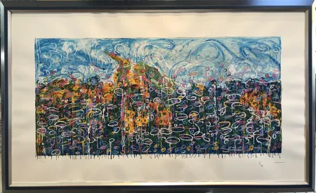 Zeefdruk Schifano - Particolare del giardino