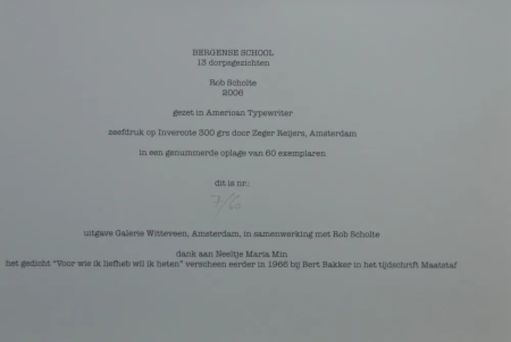 Zeefdruk Scholte - Bergen, 13 dorpsgezichten, gafiekmap