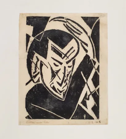 Houtsnede Seiwert - Kopf mit Hand (Head with Hand)