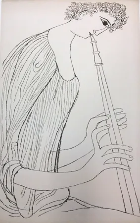 Lithografie Shahn - Young Man Playing Double Oboe