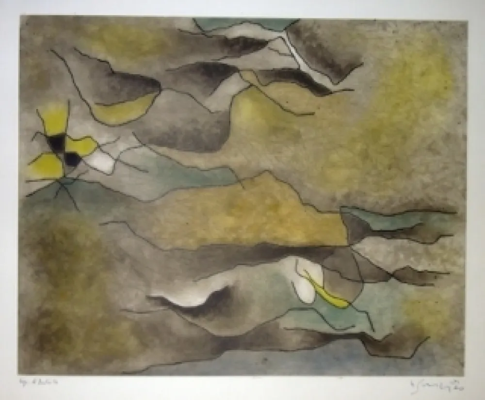 Ets En Aquatint Singier - Composition abstraite