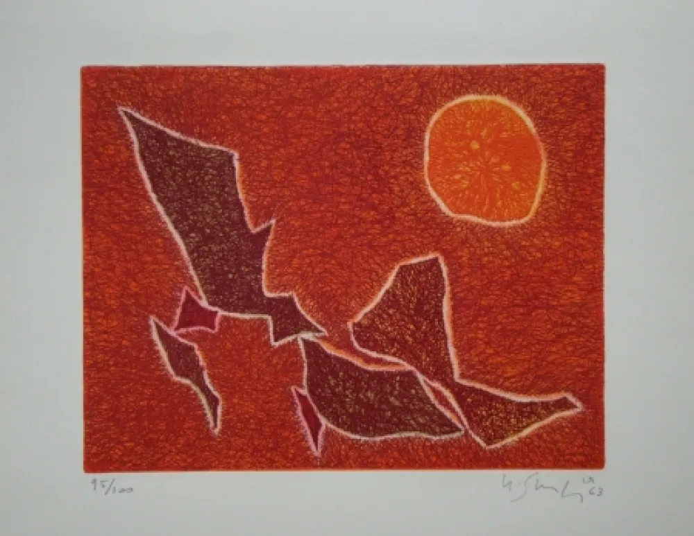 Ets En Aquatint Singier - Migration Solaire