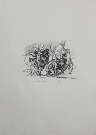 Lithografie Slevogt - Der schwierige Marsch durch den Schnee