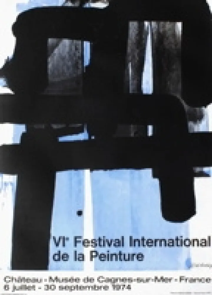Zeefdruk Soulages - Affiche lithographie exposition cagnes/mer