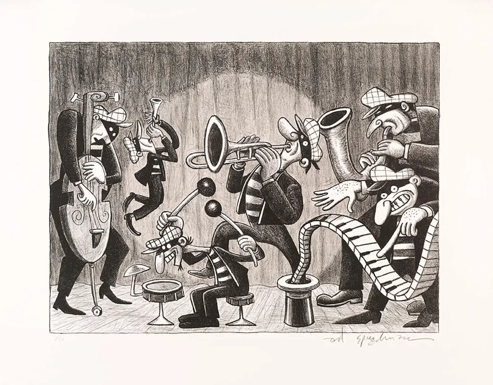 Lithografie Spiegelman - Silent Six (Black and White)