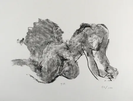 Lithografie Stadler - Liegender Akt