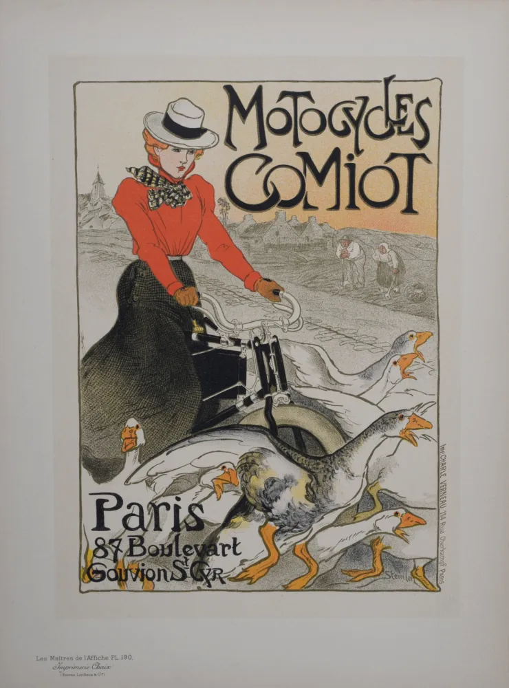 Lithografie Steinlen - Motorcycles Comiot, Les Maitres de L’Affiche, 1899