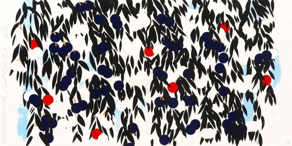 Zeefdruk Sultan - Mimosa in Red and Blue