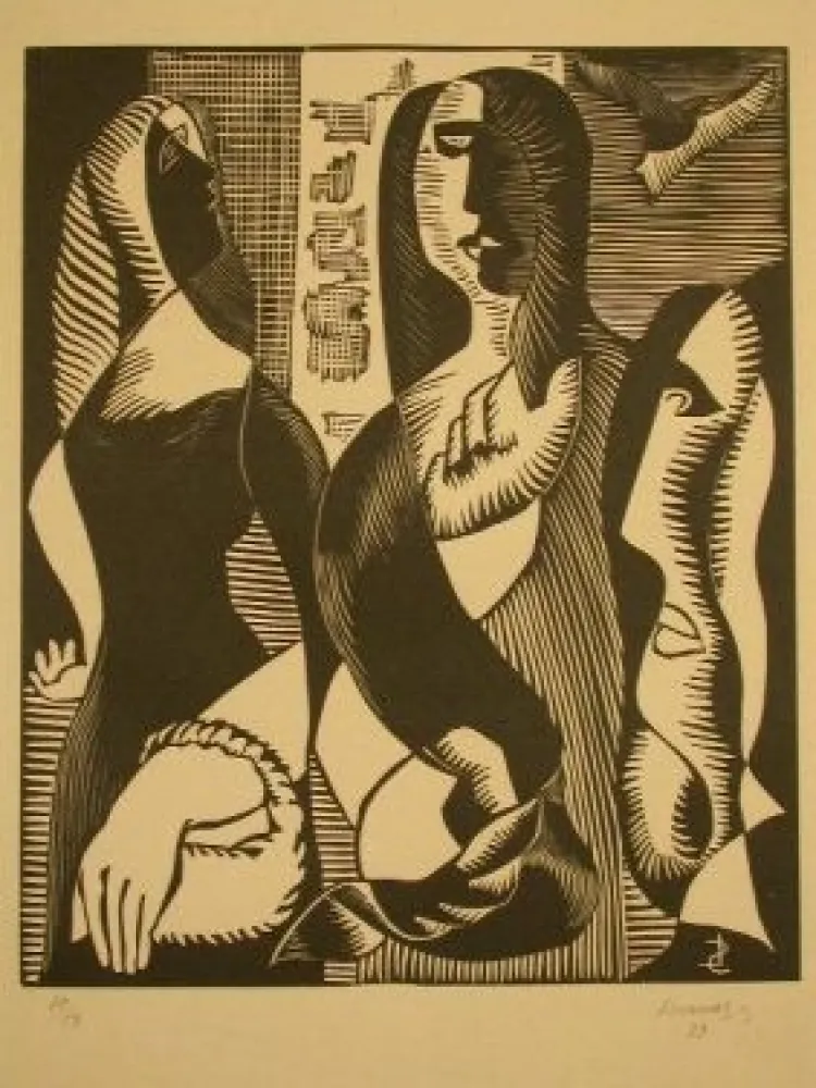 Houtsnede Survage - Femmes Cubistique