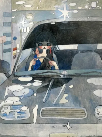 Lithografie Takano - DRIVE WITH A NIGHT DOG