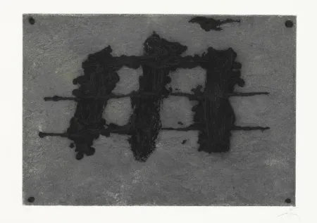 Ets En Aquatint Tàpies - Trois taches et trois lignes noires