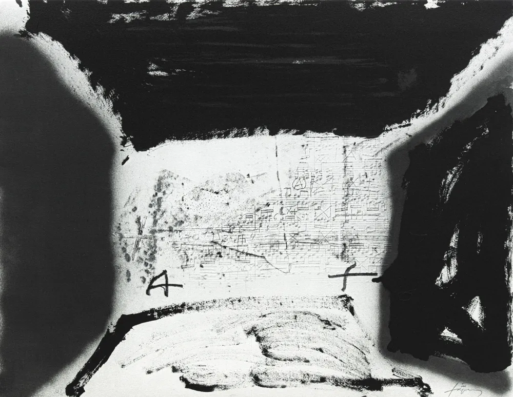 Lithografie Tàpies - Variation/thème musical 16 