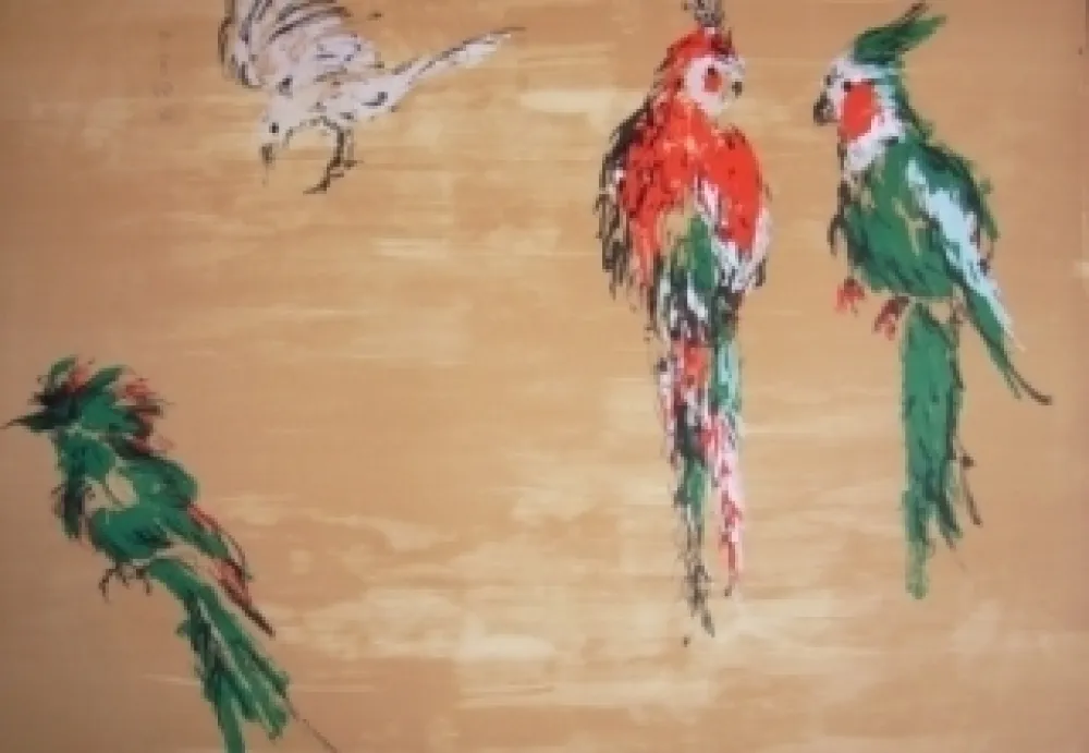 Lithografie Tian-Tian - Treasure birds 2