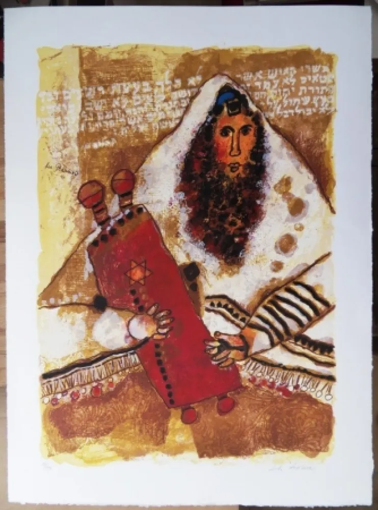 Lithografie Tobiasse - Rabbin - Les Psaumes