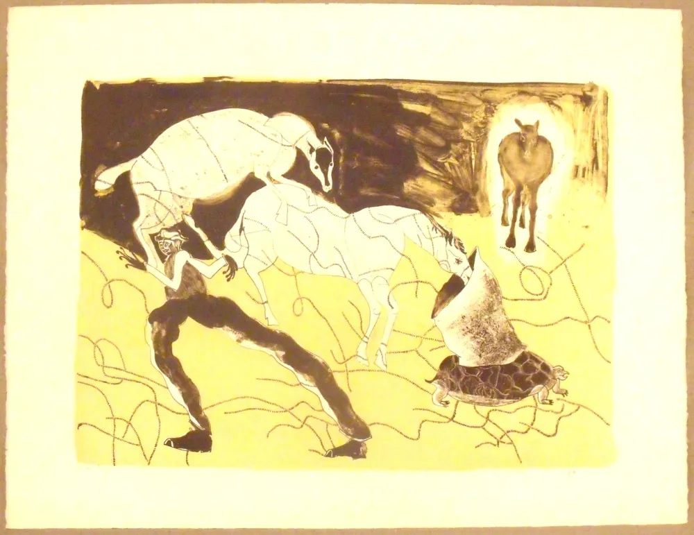 Lithografie Toledo - Chevaux