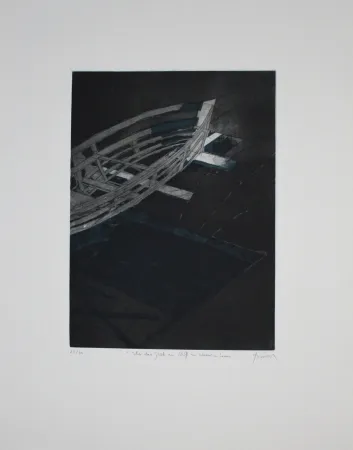 Ets En Aquatint Tuma - Über das Glück ein Schiff zu Wasser zu Lassen