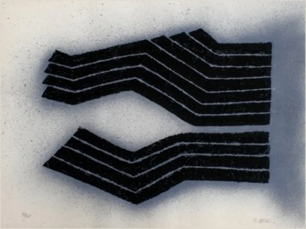 Lithografie Ubac - Deux labours empreinte ardoise