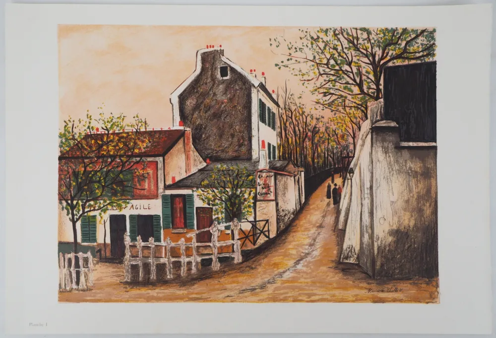 Lithografie Utrillo - Le cabaret du Lapin Agile, Montmartre