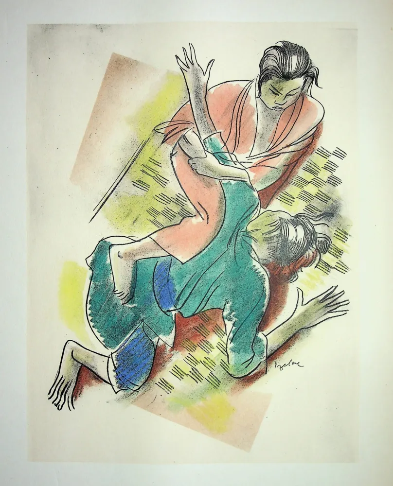 Lithografie Uzelac - Les Arts Martiaux : Jiu-Jitsu