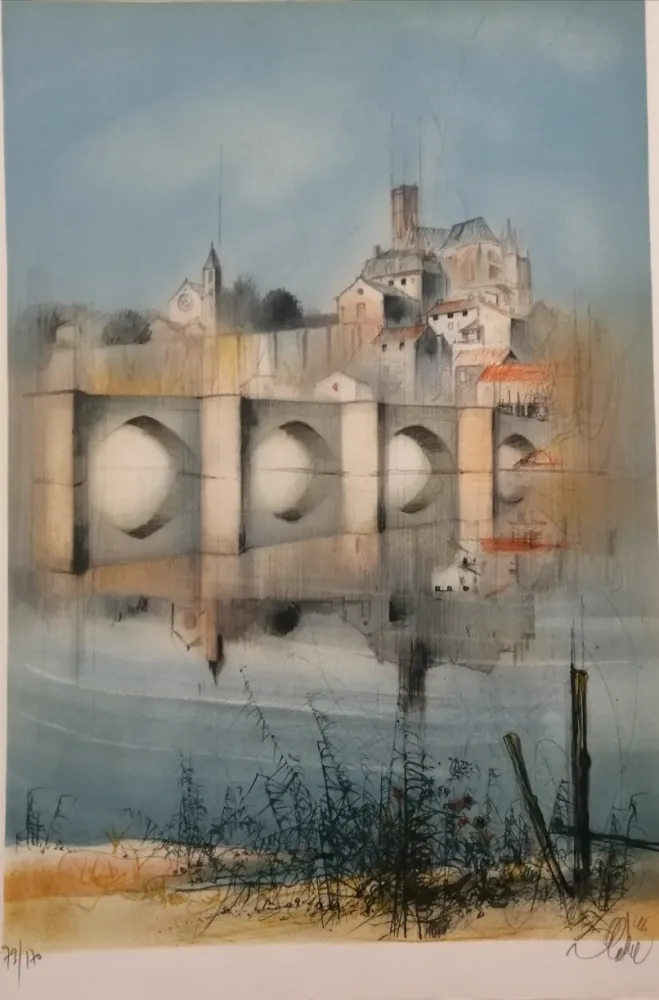 Lithografie Valadie - Le Pont de Limoges