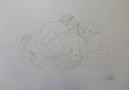 Gravure Valadie - Les trois amants