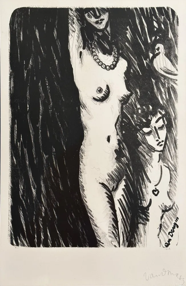 Lithografie Van Dongen - Torso - Two Girls with a Pigeon'
