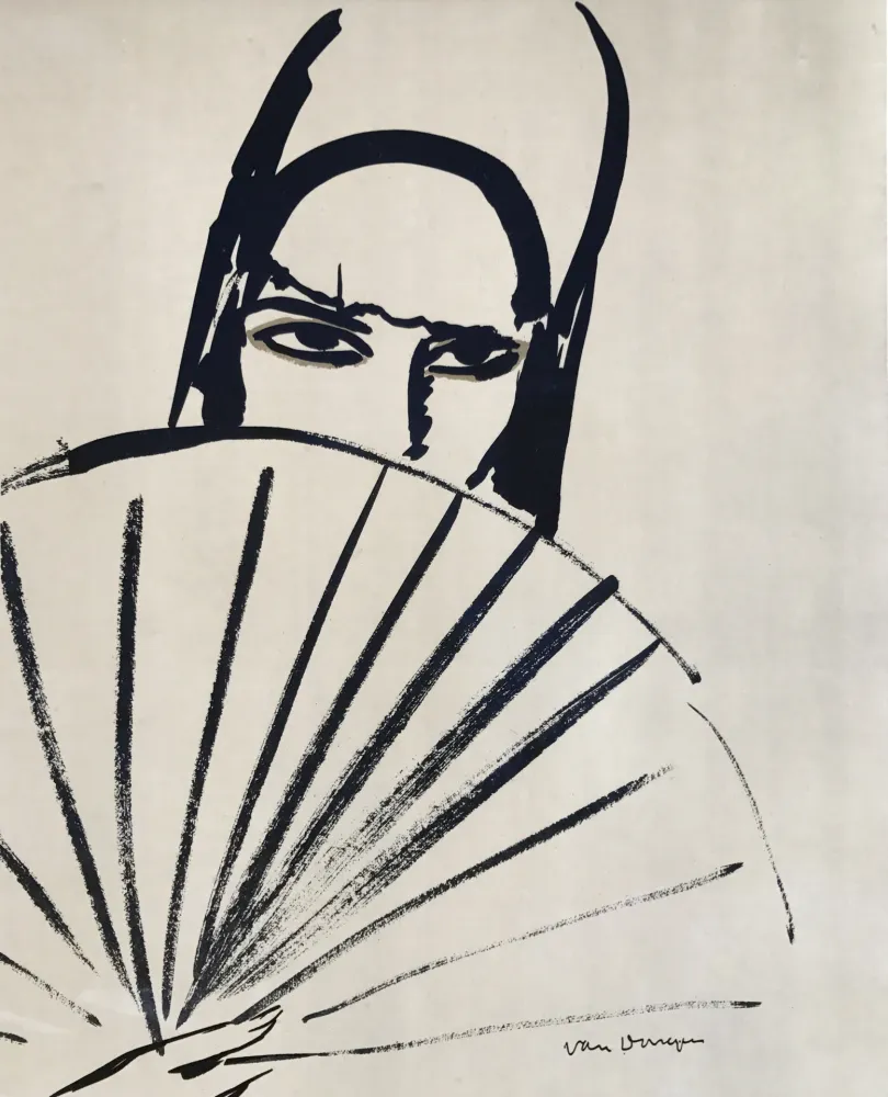 Lithografie Van Dongen - Woman with fan