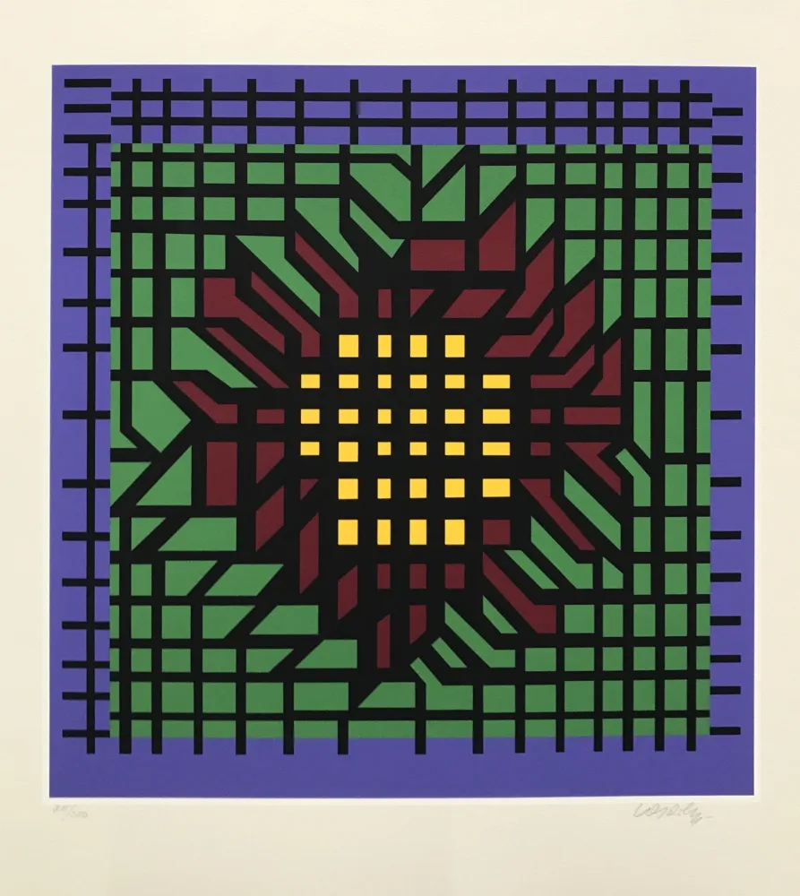 Zeefdruk Vasarely - Abstract Composition