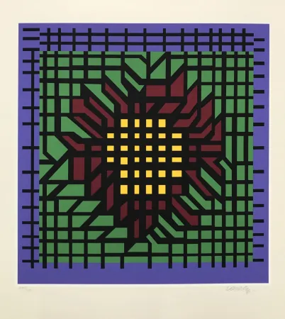 Zeefdruk Vasarely - Abstract Composition